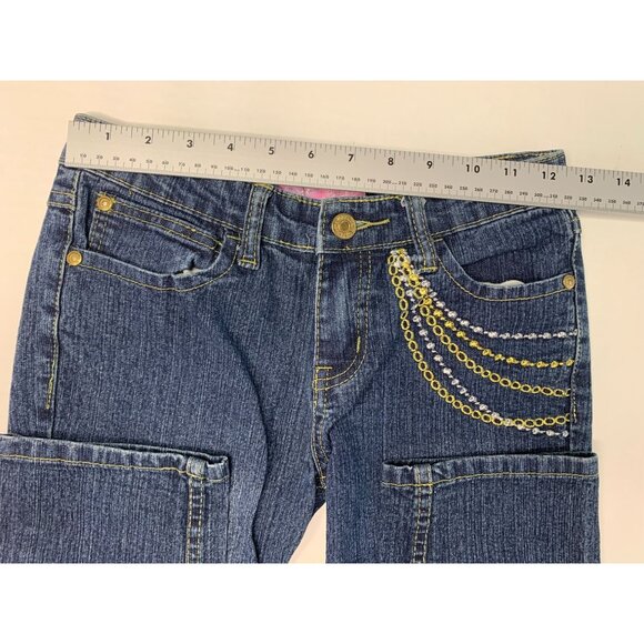 Miss Jeans Girls Size 14 Bling Flip Back Pockets Straight Leg Jeans - Picture 5 of 6